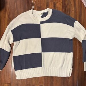 moon & madison Navy and Cream Block Sweater